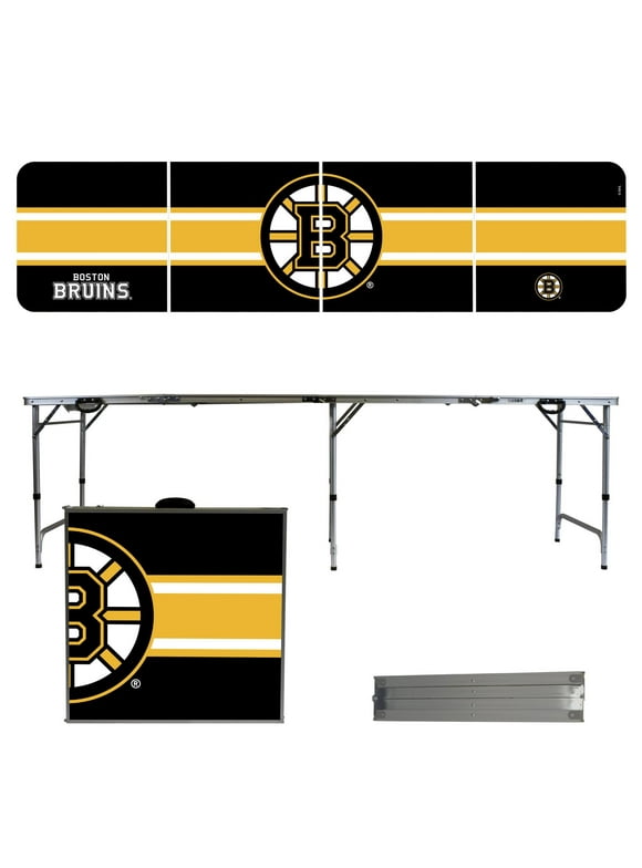 Boston Bruins Striped Design 8' Portable Folding Tailgate Table