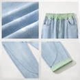thumbnail image 5 of VeFlora Baggy Jeans for Boys, Y2K Straight Wide Leg, Denim Pants Kids Casual Elastic Waist Loose Trousers Pockets Streetwear(Light Green/15-16 Years), 5 of 6