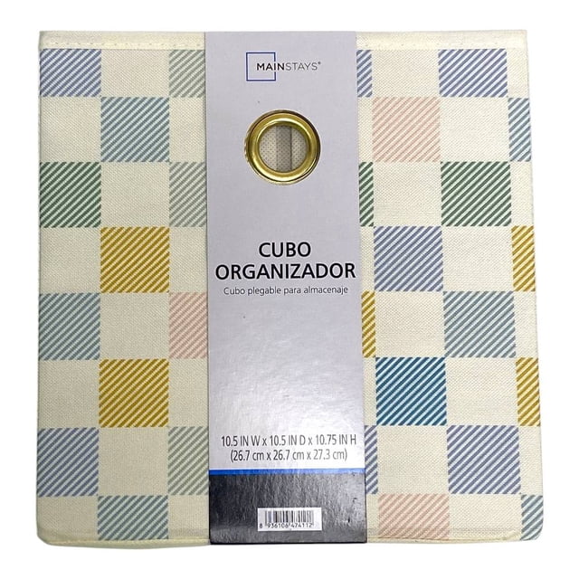 Cubo Mainstays Organizador Plegable para Almacenaje Diseño Cuadros Multicolor