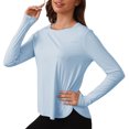 thumbnail image 1 of Camisas Entrenamiento Guardia Erupción Tops Sun Women Mujeres Manga Larga Atletismo Azul, 1 of 6