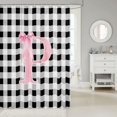 thumbnail image 2 of Manfei Geometric Checkered Print Shower Curtain 72Wx78L,Initial Letter P Bath Curtain, 2 of 5
