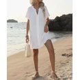 thumbnail image 5 of Women's Swimsuit Cover Up Shirt V Neck Short Sleeve Bathing Suit Coverups Summer Beach Cover Ups, 5 of 5