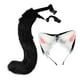 thumbnail image 3 of Diadema con orejas y cola de gato y zorro para disfraz de carnaval o cumpleaños Negro, 3 of 9