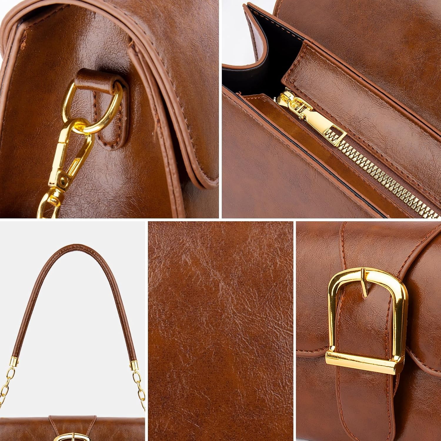 Shoulder Bag for Women, Cute PU Leather Small Purse Handbags, Retro Classic Tote Purses for Women with Removable Strap