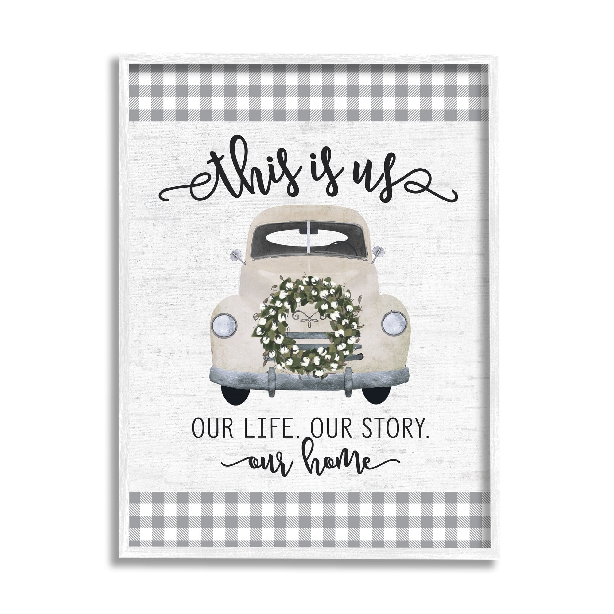 Stupell Industries This Is Us Home Phrase Farmhouse Truck Plaid, 16 x 20,Design by Letter and Lined