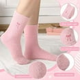 thumbnail image 5 of 5 Pairs Women's Bow Fuzzy Socks Winter Soft Slipper Socks Coquette Stuff Fluffy Thick Home Sleeping, 5 of 8