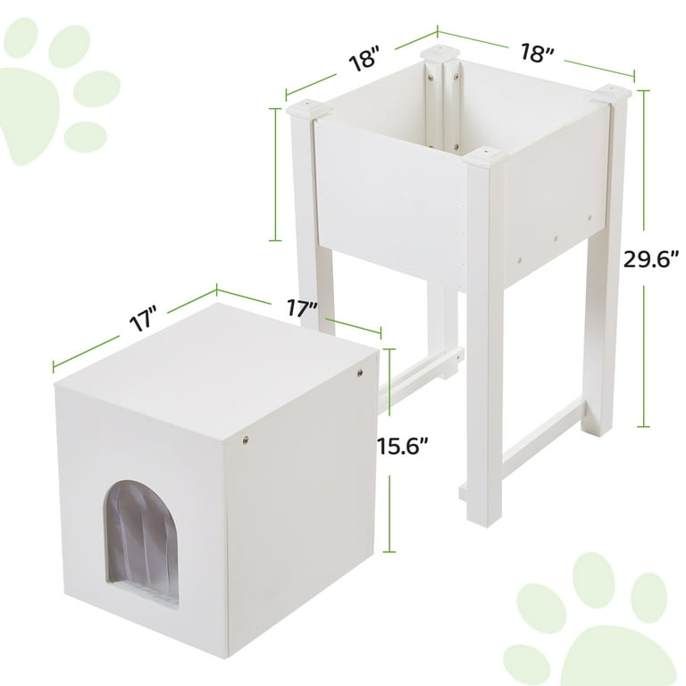 Efurden Cat Litter Box Enclosure Outdoor Raised Garden Bed with Cat House PS Material Small Raised Garden Bed with Legs for Porch Patio and Balcony Walmart