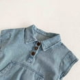 thumbnail image 4 of Baby Jean Bodysuit Newborn Denim Rompers Cotton Short Sleeve Polos Jumpsuit with Pocket Collared Onesies Summer Outfits, Blue, 6-12 Months, 4 of 7
