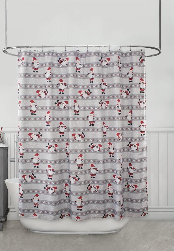 Santa Holiday Time Fabric Shower Curtain