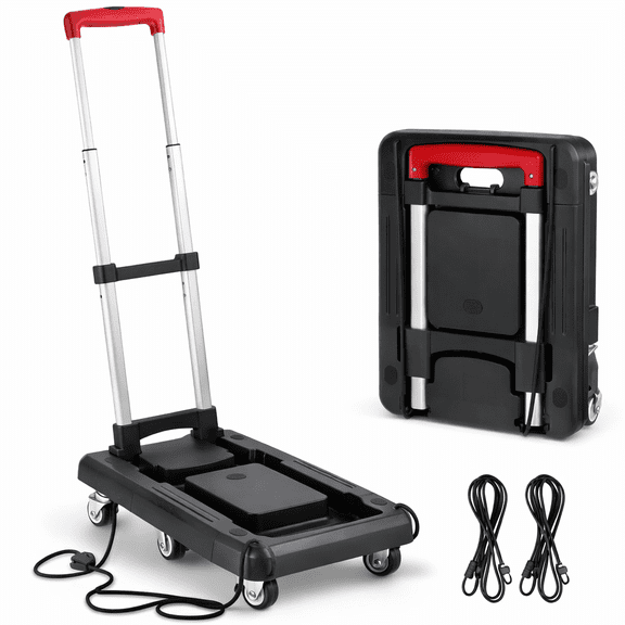 Folding Hand Truck with Telescoping Handle, 300 lb Capacity Adjustable Dolly, Heavy-Duty Portable Utility Cart for Moving Boxes, Luggage and Equipment
