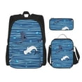 thumbnail image 1 of Fotbe Sharks on White Blue Striped Set Escolar 3 en 1 para Niños - Mochila Duradera con Lonchera Aislante y Estuche para Lápices - Mochila Escolar para Niños y Niñas, 1 of 7