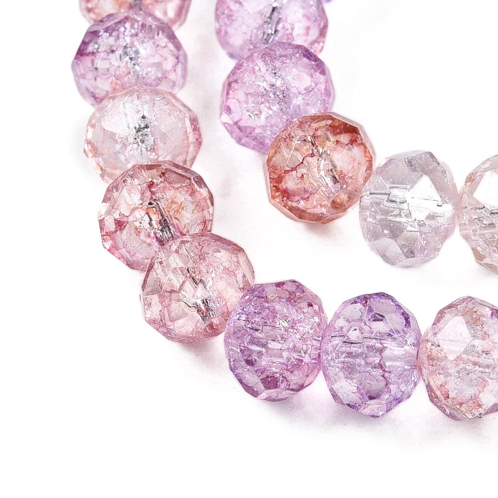 20strands Transparent Glass Beads Strands Faceted(32 Facets) Rondelle Plum 6x5mm Hole: 1mm about 80~85pcs/strand 38~40cm