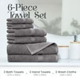 thumbnail image 3 of Utica 6-Piece Towel Set | 100% Cotton Soft & Absorbent Everyday Towels | Grey, 3 of 8