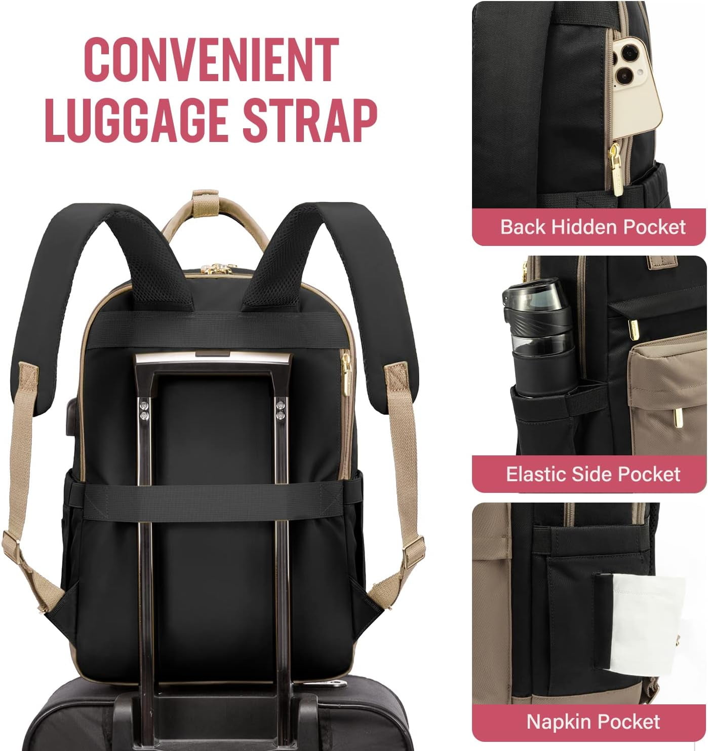 Lovevook Backpack Purses for Women,Vintage Women Teacher Laptop Backpack Nurse Bag, Multi-Function Work Travel Daypacks College Book Bag with USB Port