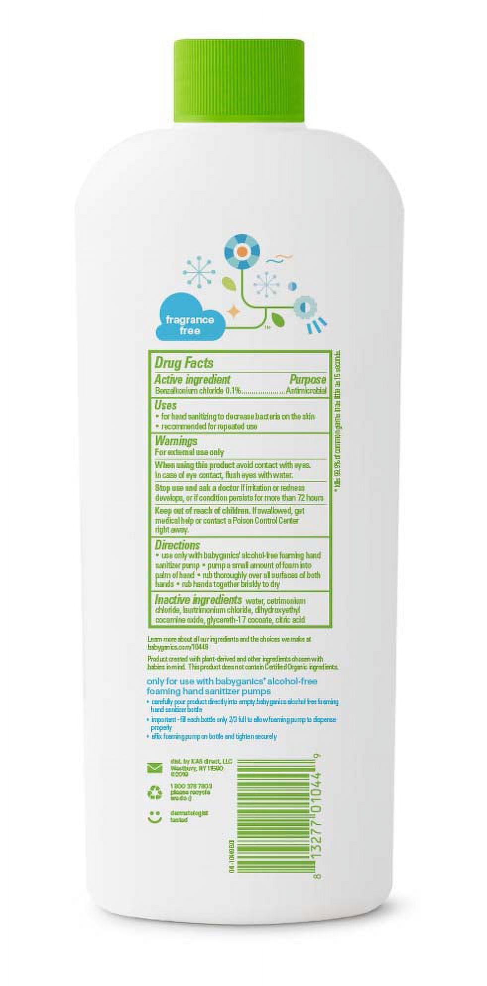 Babyganics Alcohol-Free Foaming Hand Sanitizer Bottle, Fragrance Free, 16oz