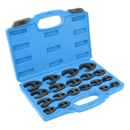 

Tebru Flare Nut Wrench 19pcs Crow s Foot Wrench Metric Set 8‑32mm/0.3‑1.3in Cr‑Mo Steel with Toolbox Handtool Metric Crowfoot Spanner