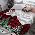 thumbnail image 3 of Christmas Throw Flannel Blanket 40x60In Snowman Christmas Tree Forest Winter Snow Red Plaid Super Soft Cozy Bed Blanket, Lightweight Plush Fuzzy Bed Throw for Bedroom Sofa Couch Living Room, 3 of 4