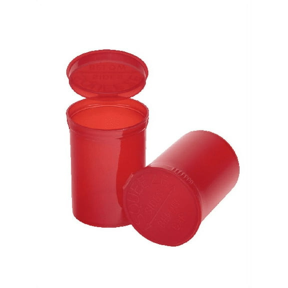 Philips Empty Prescription Pop Top Vial Made in USA Pack of 150 Dry Herb Containers with Child Resistant Translucent Red Color 30 Dram Medical Pharmacy Pill Bottles