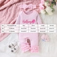thumbnail image 4 of mgoYE Newborn Baby Girl Birthday Outfit Halfway to One Jumpsuit Long Sleeve Ruffle Knit Romper with Headband(Pink,3-6 Months), 4 of 5