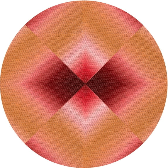 Ahgly Company Machine Washable Indoor Round Transitional Construction Cone Orange Area Rugs, 8' Round