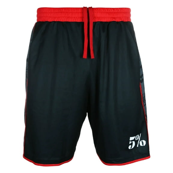 5% Nutrition Rich Piana Love It Kill It Mens Workout Shorts, Athletic Basketball Shorts with 5% Logo, Polyester Exercise Fitness Bodybuilding Gym Clothes - Large, Black Red