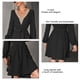 thumbnail image 5 of Vestido corto con cuello en V y costuras de encaje, manga larga, cinturón, ajuste informal, vestido corto para citas, negro, M, 5 of 7
