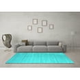 thumbnail image 3 of Ahgly Company Machine Washable Indoor Square Abstract Turquoise Blue Contemporary Area Rugs, 4' Square, 3 of 4