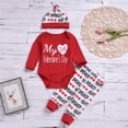 thumbnail image 2 of BemeyourBBs Newborn My First Valentines Day Outfit Baby Boy Outfits Letter Romper Excavator Pants Set Hat Cute Infant Spring Clothes, 2 of 9