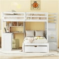 thumbnail image 2 of JERFIT Over Twin Bunk Bed with Desk Drawers and Shelves White, 2 of 10