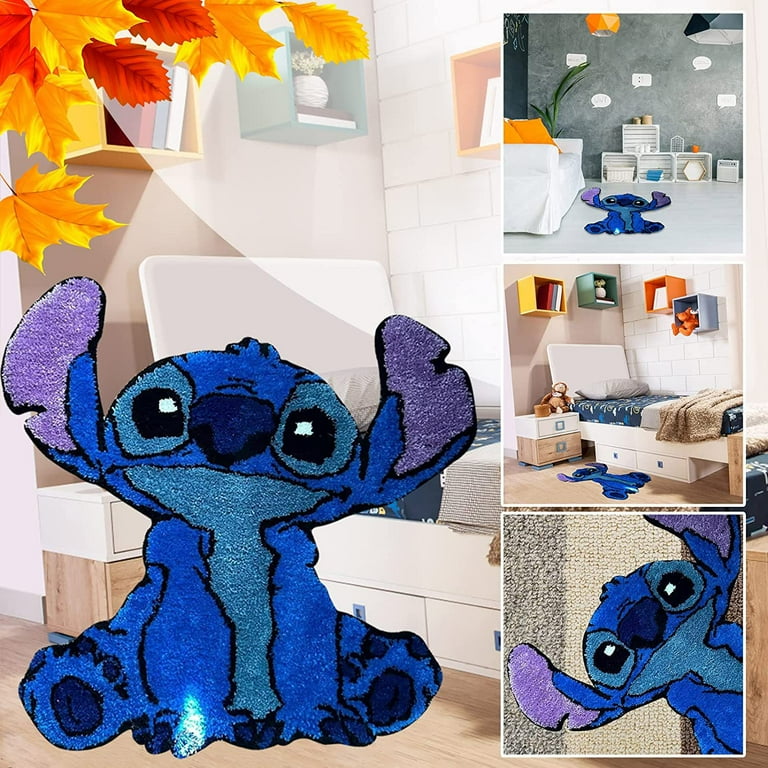 HELANHO 50x60cm Cute Cartoon Stitch Rug - Soft Non-Slip Carpet for Kids Room, Bedroom & Nursery Decor QQH63-2160