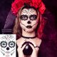 thumbnail image 5 of 20 Hojas de Tatuajes de Calaveras de Azúcar con Rostros de Día de los Muertos, 5 of 6