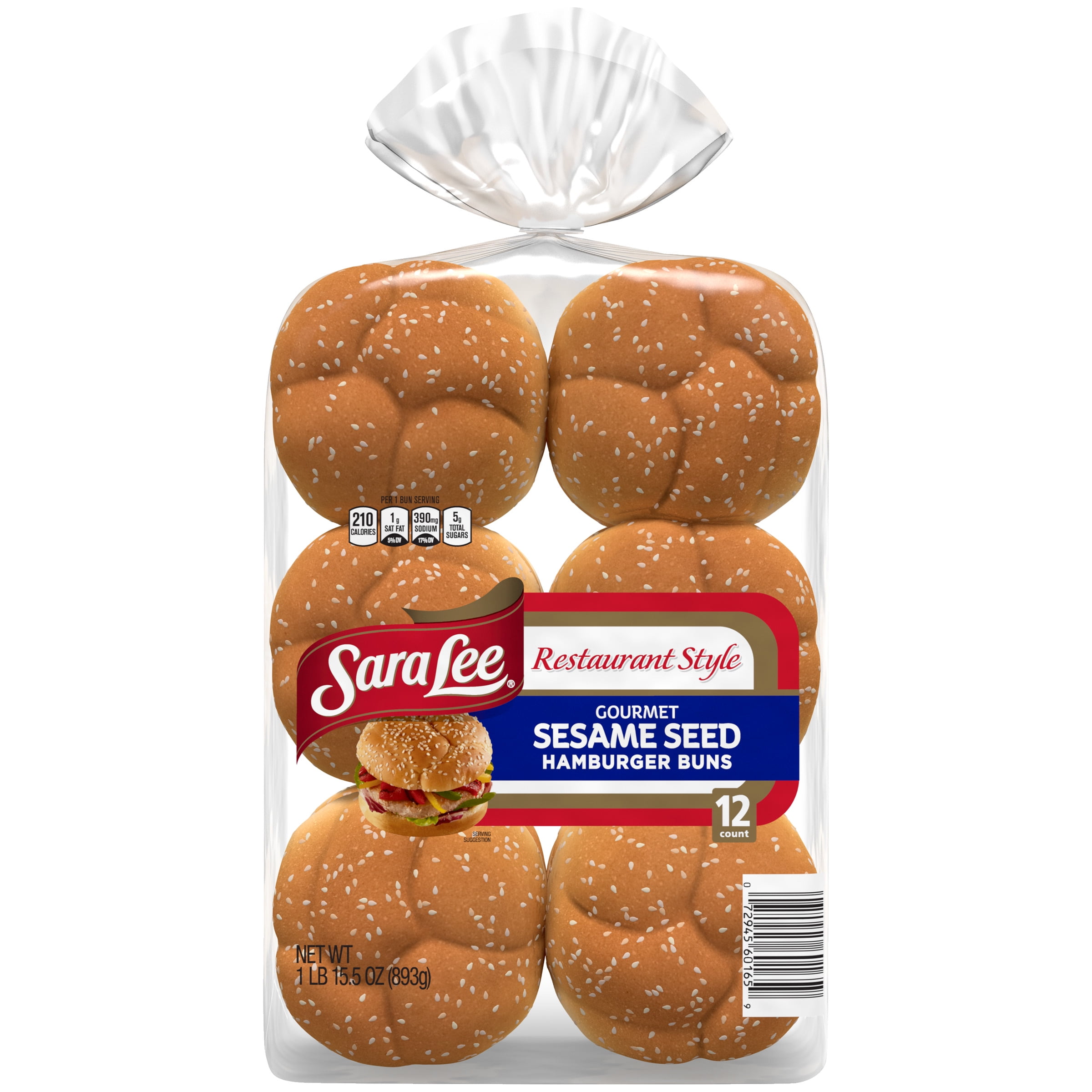 Sara Lee Restaurant Style Sesame Seed Hamburger Buns, 12 count