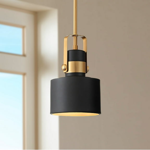 Possini Euro Design Courtney Black Burnished Brass Mini Pendant Light 6 1/2" Wide Modern for Dining Room House Foyer Kitchen Island Entryway Bedroom
