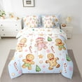 thumbnail image 3 of Manfei Christmas Gingerbread Man 7pcs Bedding Comforter Set, Xmas Tree Snowflake Candy Queen Bedding Sets, Blue Christmas Cartoon Reversible Queen Sheet Sets, Luxury Bedroom Decor, 3 of 8