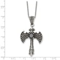 thumbnail image 2 of Stainless Steel Fancy Lobster Closure Oxidized and Polished With Black Cubic Zirconia Religious Faith Cross Necklace 20, 2 of 2