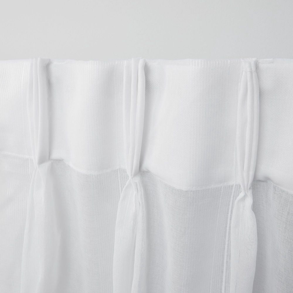 Exclusive Home Penny Sheer Embellished Stripe Grommet Top Curtain Panel Pair, 108" Length, Winter White