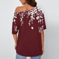 thumbnail image 4 of Tops de Manga Corta para las Mujeres Cuello Inclinado de Ajuste Suelto Casual Blusa Deportiva para el Hogar, Top de Poliéster Relajado para Primavera Verano Diario Y Entretenimiento, 4 of 6