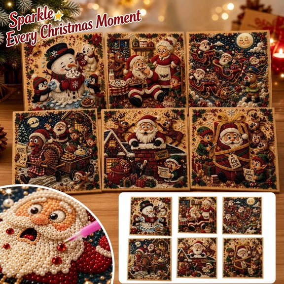 Christmas Pearl Art DIY Kit, 5D Pearl Diamond Art Kit for Adults Christmas, 3D Beaded Painting Craft with Clear Symbols, 12 Inch Holiday Wall Art Decoration and Gift