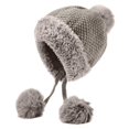 thumbnail image 4 of Daznico Lined Knitted Ear Flap Beanie with Hanging Pom Poms Thermal Windproof Winter Hat Ear Protection Accessories for Ladies Outdoor Activities in Cold Weather, 4 of 4