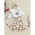 thumbnail image 4 of Baby Girls Christmas Outfits 3 6 12M Ruffle Long Sleeve  Romper with Pants Headband Set, 4 of 10