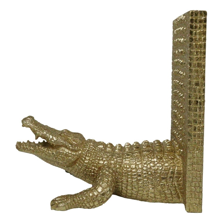 Nautical Marine Faux Gold Crocodile Alligator Head And Tail Nautical Marine Faux Gold Crocodile Alligator Head And Tail