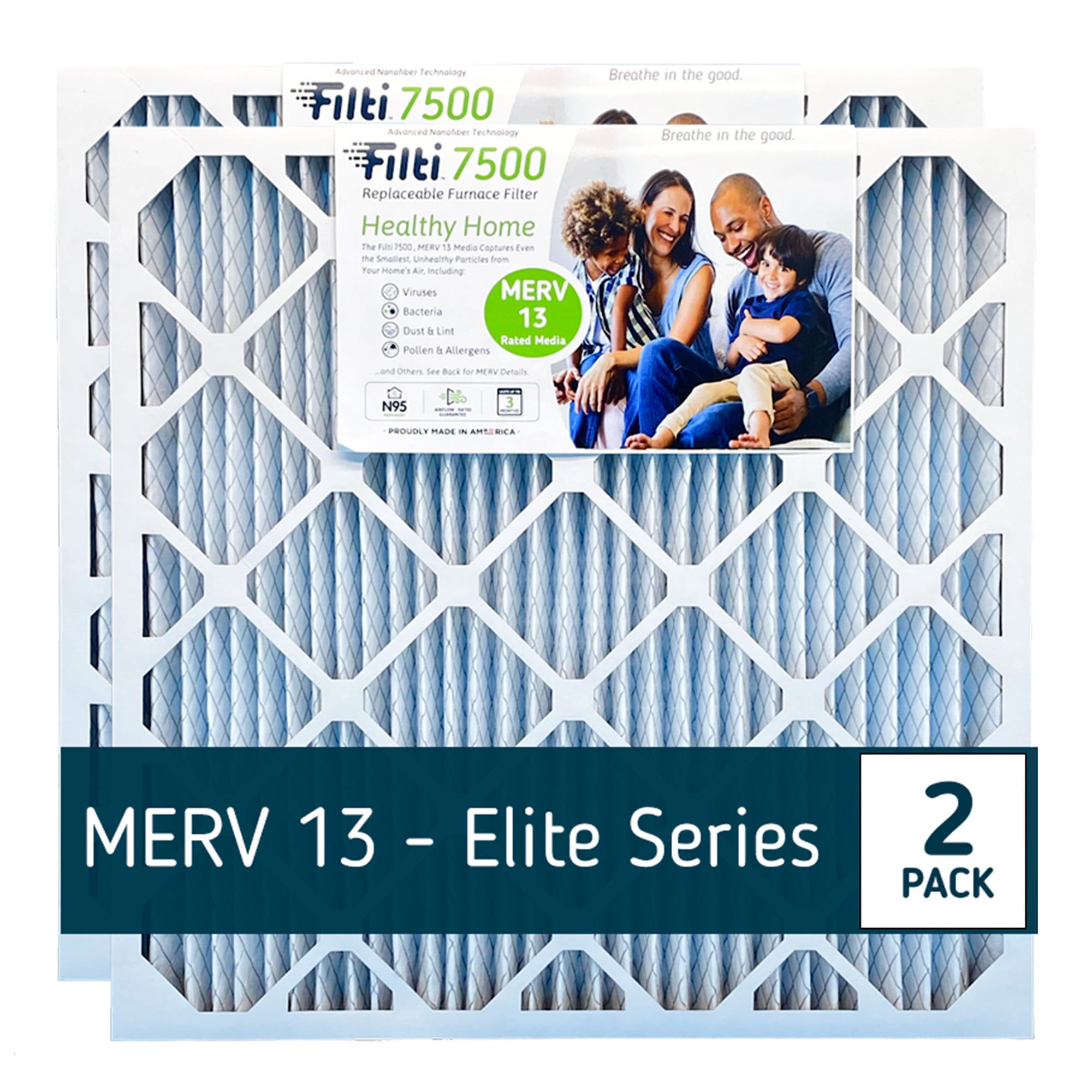 FILTI 7500 Air Filter 20x25x5 MERV 13 Pleated Home Air Filter w