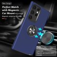thumbnail image 3 of Shockproof Case for Samsung S23 Ultra 5G, [Embedded Finger Ring] Military Grade Phone Case Cover with Reinforced Metal Stand Kickstand [Support Magnetic Car Holder] for S23 Ultra, Blue, 3 of 14