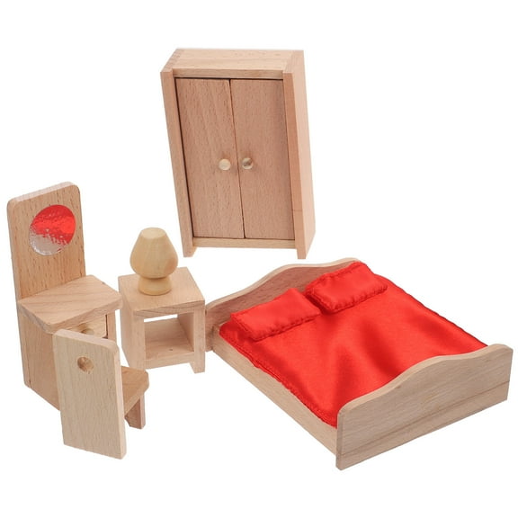 LEORX Dollhouse Kitchen Model Wooden Beige 1 Set