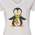 thumbnail image 4 of Inktastic Cute Penguin, Penguin With Striped Scarf Women's V-Neck T-Shirt, 4 of 5