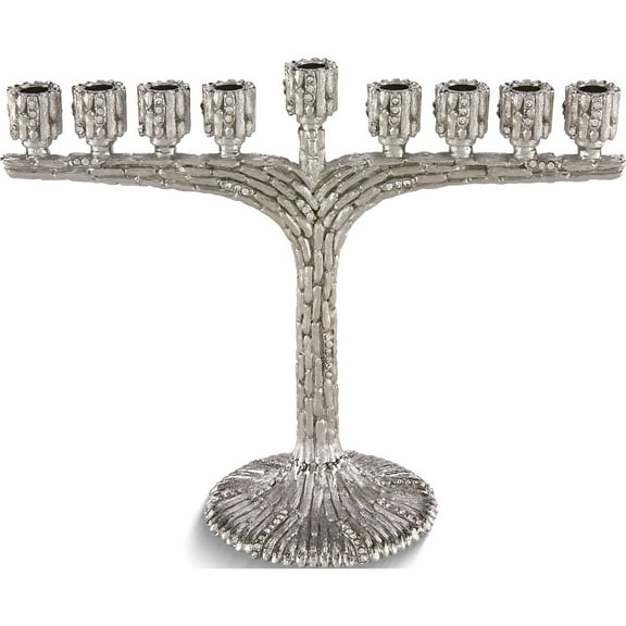 Fashion Silver-Tone With Crystals Menorah (9.1 X 8.4) Made In China gm20001