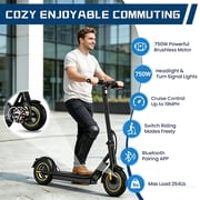 750W Electric Scooter for Adults, Up to 19 MPH & 21 Miles Long Range E-Scooter, 10.5 Pneumatic Tires, App Control, Folding Commuter Motorized Scooter with Turn Signals