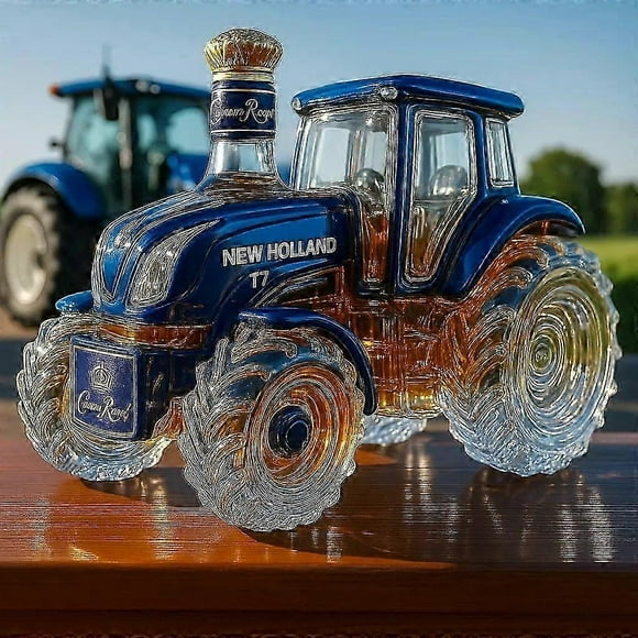 (Blue Tractor)New Whiskey Glass Decanter, Halloween Fun Whiskey Bottle, Home Bar Decoration