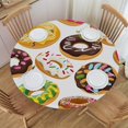 thumbnail image 4 of Cupcake Cherry Elastic Round Tablecloth - Waterproof & Oil-Resistant Polyester Fabric, Elastic Hem Fits 40-44 Inch Round Tables, Wrinkle-Free for Indoor/Outdoor Use, 4 of 6