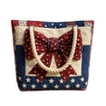 thumbnail image 3 of Floral American Flag Print Quilted Tote Patchwork 250 Anniversary USA 4th of July Patriotic Shoulder Bag Daily Handbag, 3 of 6